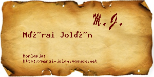 Mérai Jolán névjegykártya